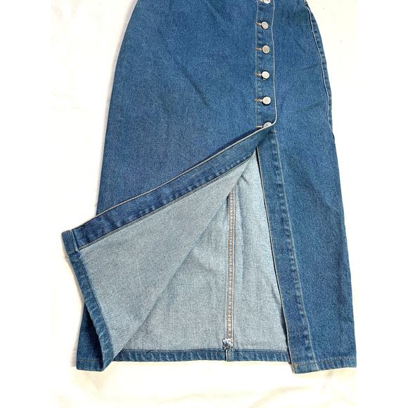 Vintage Star Cody XS Blue Jean Slit Midi Skirt Button Front Western - Picture 3 of 8